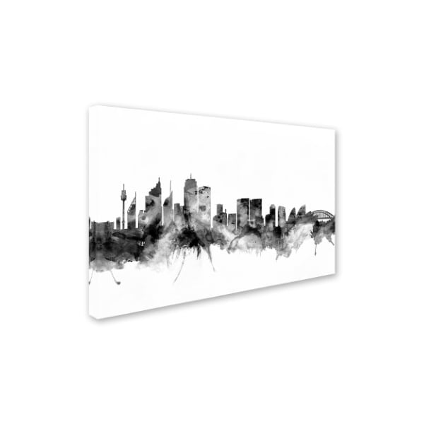 Michael Tompsett 'Sydney Australia Skyline B&W' Canvas Art,12x19